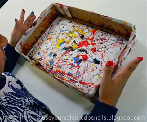 Use Your Coloured Pencils: Marble Paintings In The Style of Jackson Pollock