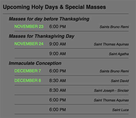 Masses for Thanksgiving and Immaculate Conception - St. John of the ...