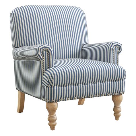 Dorel Living Jaya Accent Chair, Living Room Armchairs, Blue Stripe ...