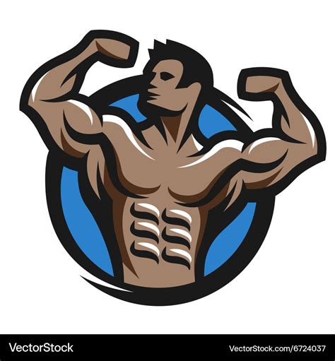 Posing bodybuilder simbol logo emblem Royalty Free Vector