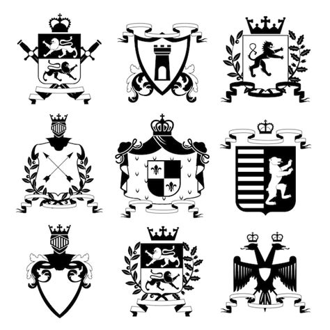 Free Vector | Heraldic coat of arms family crest and shields emblems ...