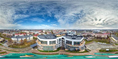 aerial full seamless spherical 360 hdri panorama view in city ...