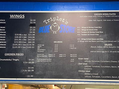 Menu at Triplet's Blue Store Chicken restaurant, Baton Rouge