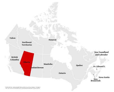 Physical map of Alberta