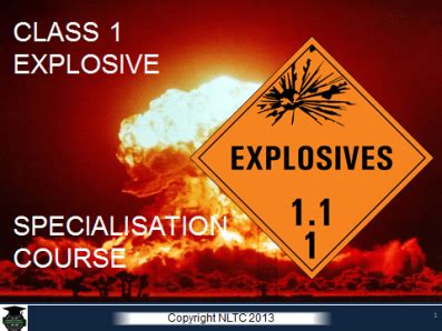 Class 1 Explosives course