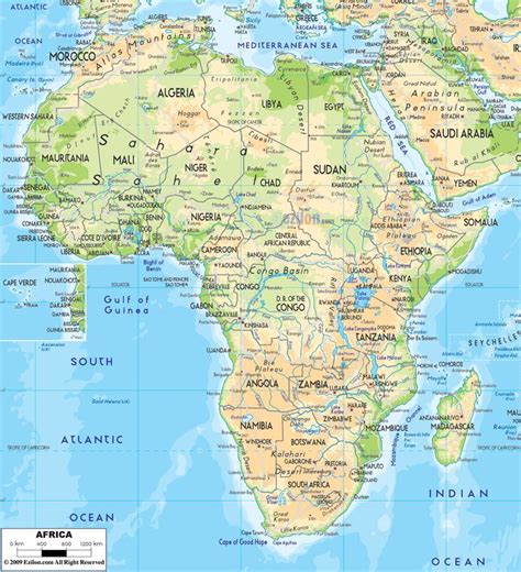 Physical Map of Africa | Africa map, Africa, World geography