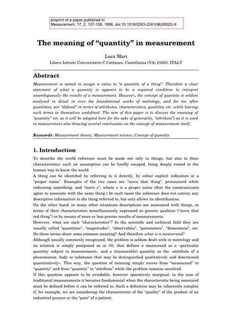 (PDF) The meaning of “quantity” in measurement