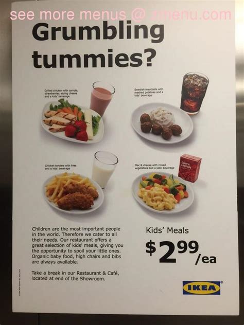 Online Menu of IKEA Restaurant Restaurant, West Sacramento, California ...