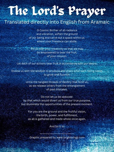 Lord's Prayer Translated From Aramaic ~ PDF Version - Bright Wings, Inc.