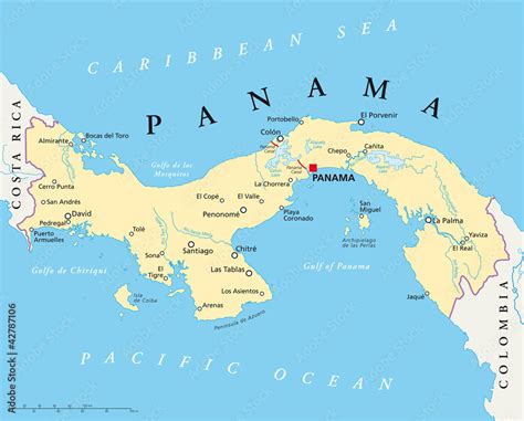 Panama Political Map With Capital Panama City National Borders | The ...