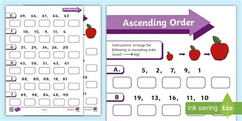 Ascending Order Worksheet (Teacher-Made) - Twinkl