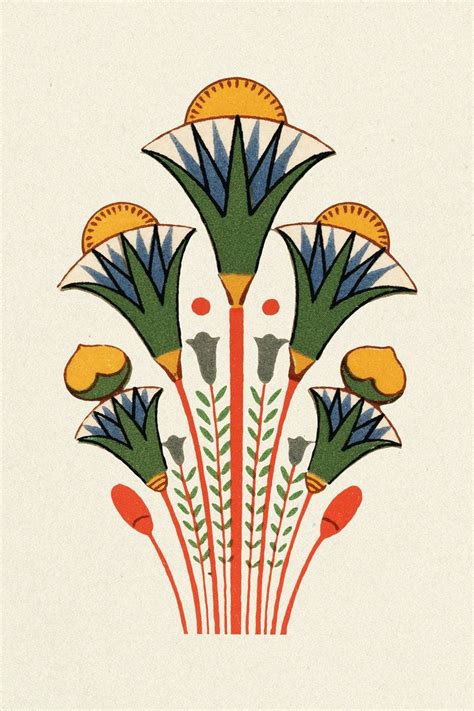 Antique flower Egyptian ornamental psd element illustration | premium ...