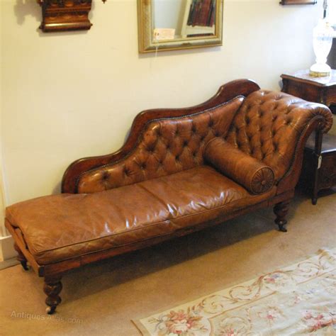 Antique Leather Chaise Longue With Button Back - Antiques Atlas