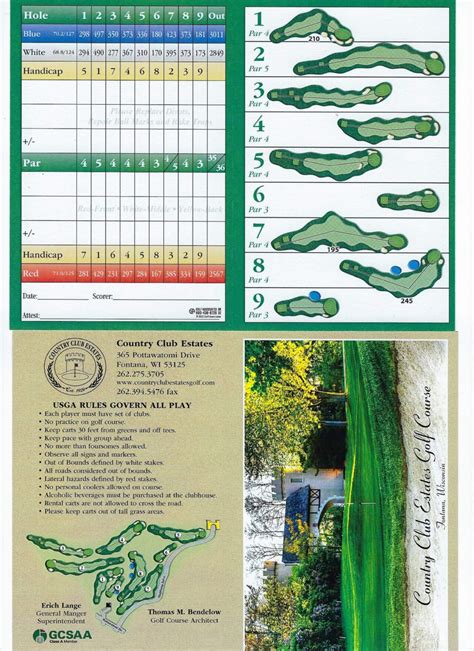 Scorecard - Country Club Estates Golf Course