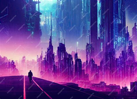 Premium Photo | Cyberpunk future city with a skyscrapers in uv and neon ...