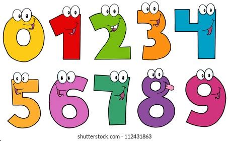 Funny Numbers Cartoon Mascot Charactersraster Collection Stock ...