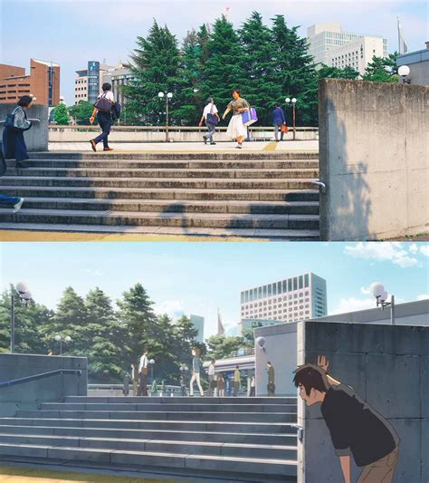 yotsuya station steps in your name anime Anime Vs Real Life, Real Anime ...