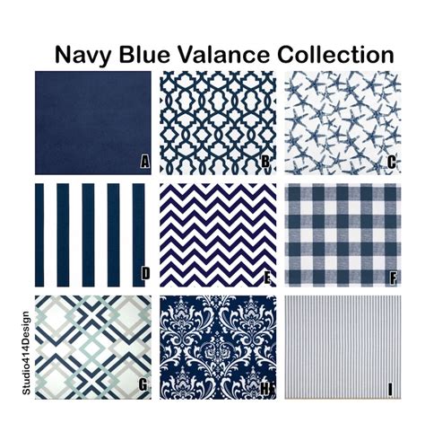 Navy Blue Valance Collection. Navy Blue & White. Choose your | Etsy