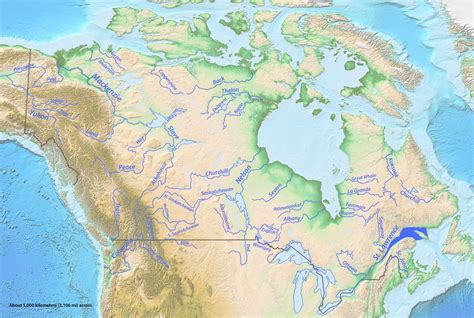 Canada river map - Canada's rivers map (Northern America - Americas)