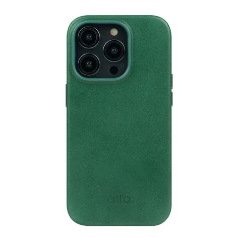 iPhone 14 Series Drop Protective Leather Case - Forest Green