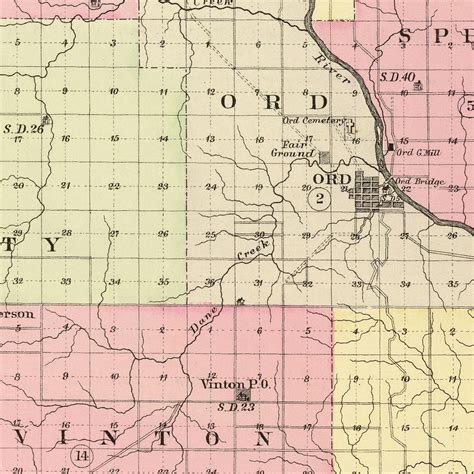 Vintage Map of Valley County, Nebraska 1885 by Ted's Vintage Art