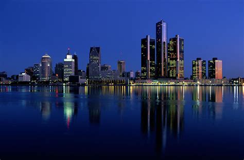 Detroit Skyline At Night Photograph by Glen Allison - Pixels