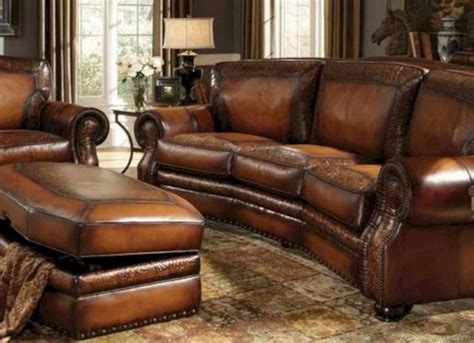 50+ Rustic Leather Living Room Furniture Design Inspirations | Living ...