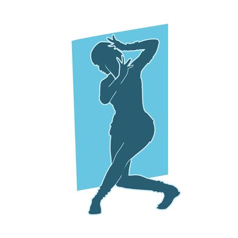 Silhouette of a slim woman doing dance pose. Silhouette of a female ...