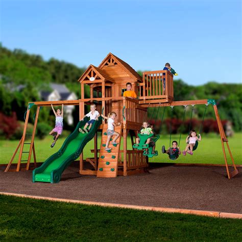 Backyard Discovery Skyfort II Wooden Cedar Swing Set - Walmart.com