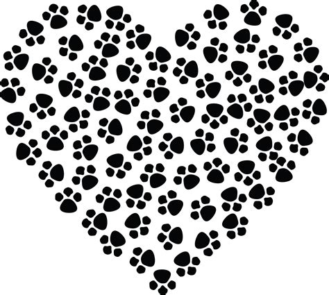 Free Clipart Of A paw print heart