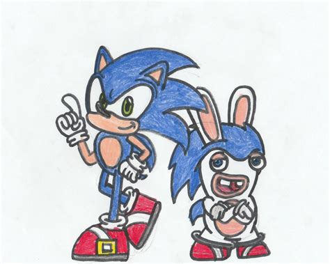 Sonic and Rabbid Sonic by DrQuack64 on DeviantArt