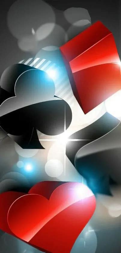 Vibrant 3D Card Suits Wallpaper - free download