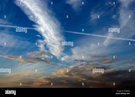 Winter sky with colourful clouds Stock Photo - Alamy