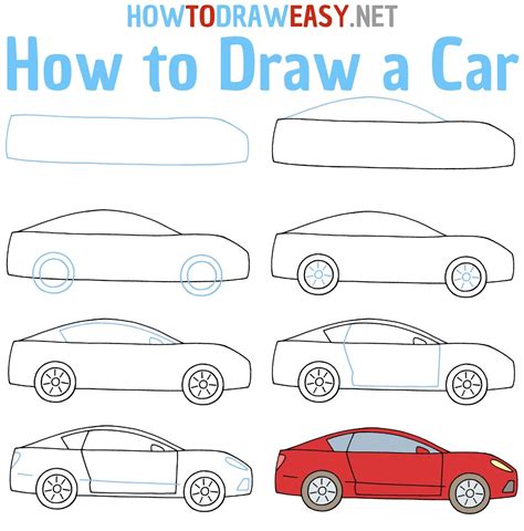 How To Draw A Car Step By Step Car Drawing Kids Simple Car Drawing ...