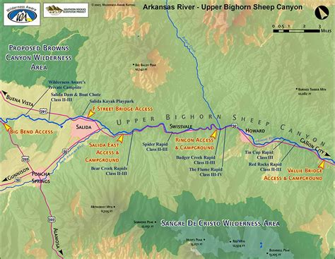 Upper Bighorn Sheep Canyon Map | Arkansas River | Wilderness Aware Rafting