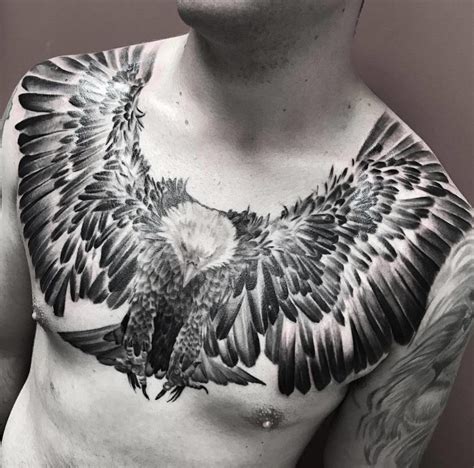 Flying Eagle With Talons Ready, Mens Chest Tattoo