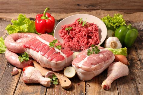 Assorted of raw meat stock image. Image of composition - 162957859