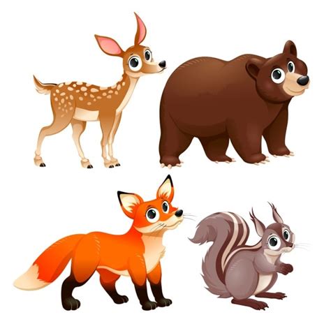 Free Vector | Cartoon forest animals