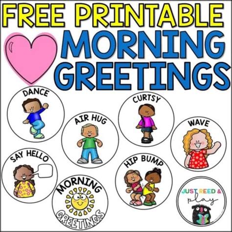 FREE PRINTABLE MORNING GREETINGS FEATURED IMAGE | Just Reed & Play