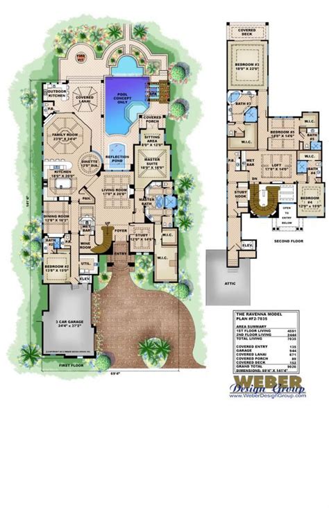 Beach House Plan: Luxury Mediterranean Coastal Home Floor Plan | New ...