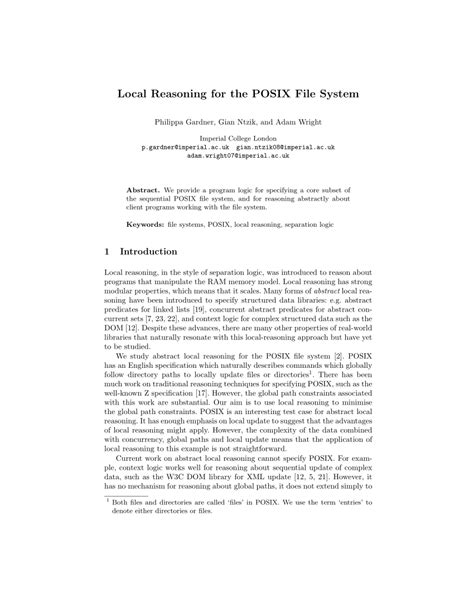 (PDF) Local reasoning for the POSIX file system