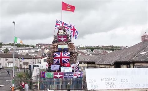 British flag BURNING in Northern Ireland: Hundreds CHEER flags & poppy ...