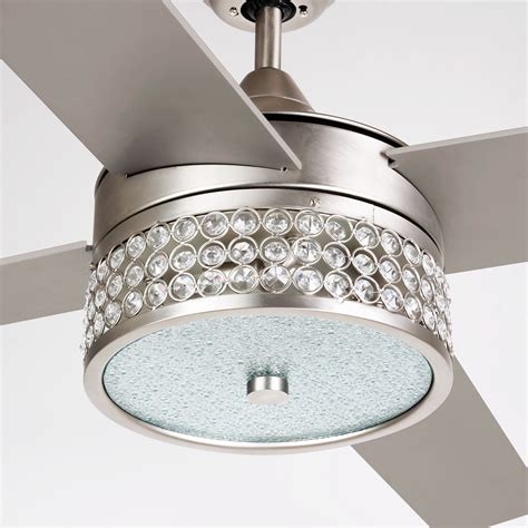 52" Crystal Ceiling Fans with Lights and Remote Reversible 4 Blades ...