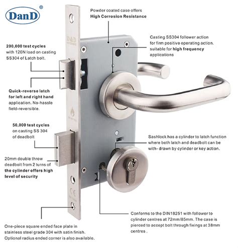 BS EN12209 Stainless Steel 304 Euro Fire Rated Mortise Door Lock ...