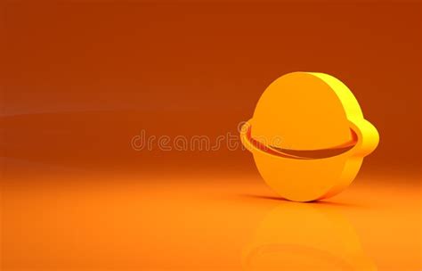 Yellow Planet Saturn with Planetary Ring System Icon Isolated on Orange ...