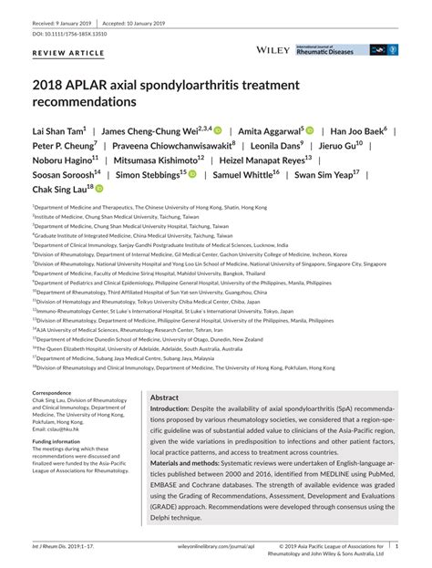 (PDF) 2018 APLAR axial spondyloarthritis treatment recommendations