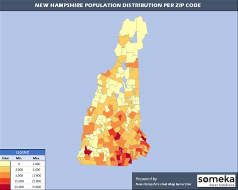 New Hampshire Zip Code Map and Population List in Excel