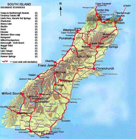 Just our Pictures of New Zealand ~ South Island Map and Trip Itinerary