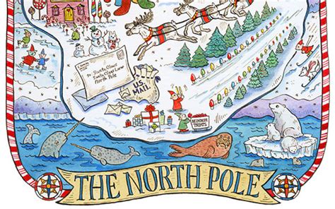 Christmas North Pole Map Art Print 8x10 - Etsy