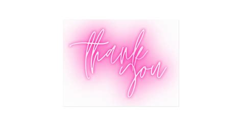 Pink Neon Thank You Sign Trendy Postcard | Zazzle.co.uk